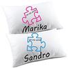 COLORFAMILY Coppia di federe Personalizzabili matrimoniali Puzzle Regalo SanValentino Natale Compleanno Divertenti Personalizza con Nome e Data