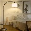 CCLIFE Lampada da terra Piantana LED E27 Lampada ad Arco 2700-6000K, interruttore a pedale Testa della lampada ruotabile a 360°, beige, altezza regolabile da 165 cm a 175 cm CushHom