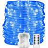 SUAVER - Tubo luminoso LED per esterni, impermeabile, con telecomando, 8 modalità, batteria, cavo luminoso per feste, matrimoni, Natale, decorazione (Blu, 20 m, 200 LED)