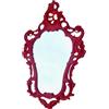 Pintici Specchio da parete, stile barocco, ovale, antico, 50x76 cm, specchio sfarzoso, specchio ovale, specchio per corridoio (rosso)