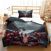 LILIlaobiao Perform A Pit Stop Set Copripiumino Single（135x200cm）, Biancheria Da Letto Formulaone Pattern Printed with Zipper Closure, Home Decro, Soft Microfiber Duvet Per Adulti E Bambini