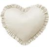 IlGruppone Cuscino A Forma di Cuore con Frill Effetto Velluto Sfoderabile per Divano Decorativo Letto 45x45 Cm - Panna