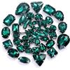 Brillabenny Mix 50 Pietre CASTONI Strass da Cucire Vetro CABOCHON Sew On Rhinestone Claw Decori Scarpe Abito Bijoux Accessori (Verde Smeraldo Emerald)