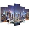 B&D XXL - Quadro 100x50 cm 5 Pezzi - Stampa su Tela Strutturata XXL Grande - Quadri Moderni Componibili Camera da Letto Matrimoniale - Stampe da Parete Arte - New York 9020099