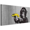 murando - Quadro Banksy Scimmia con Banane 200x80 cm - 5 Pezzi Stampa su tela XXL Immagini Moderni Murale Fotografia Grafica Decorazione da parete Quadri Componibili Monkey Urban Murale