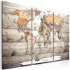 B&D XXL - Lavagna Di Sughero per Puntine - Mappa Mondo 120x80 cm 3 Pezzi - Bacheca Sughero da Parete & Quadri Componibili in un Uno - Grande Decorativo per Parete per le Note - Terra k-C-0035-p-g
