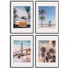 PHOTOLINI Set di 4 cornici per poster 50x70 cm con passe-partout 40x50 cm nero legno MDF, plexiglass infrangibile, da parete, accessori inclusi - per foto, immagini e poster