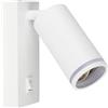 maolo Applique Faretto Orientabile con Attacco GU10 e Interruttore - Bianco o Nero Opaco | Design Minimal, Testa Regolabile, per LED fino a 35W (Bianco)