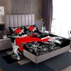 Loussiesd Parure di lenzuola per letto king size, 4 pezzi, con lenzuolo con angoli e 2 federe, motivo 3D in stile Ukiyoe giapponese, con gru cinese, fiori di Hokusai e sole, per bambini e ragazzi