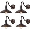 Moddeny 4 Pezzi Applique da parete in ferro vintage Retro IP54 Impermeabile Lampada da parete per esterni Montaggio a parete Bronzo a collo d'oca Applique da parete per portico Garage Patio Porta