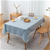 CIEEIN CIEHT Cotone Lino Tovaglia Rettangolare Hotel Ristoranti Copritavolo Impermeabile Facile Pulire Lavabile in Lavatrice Azzurro 90 * 140cm