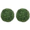 HOMCOM Set di 2 Sfere di Bosso, Topiarie Artificiali con 682 Foglie, Resistente ai Raggi UV, Altezza 42 cm per Decorazioni da Interno ed Esterno
