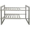 HUOLE Scaffale Sottolavello Stoviglie- Stoviglie Ripiano PP rack estensibile organizzatore sotto il lavello scaffale espandibile di stoccaggio, 2 livelli, per cucina, bagno-38-70*26*38 cm (grigio)