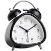 fesoklaf Sveglia, sveglia in metallo a doppia campana, silenziosa, senza ticchettio, sveglia retrò vintage, da scrivania, da tavolo, comodino, con funzione luce notturna, per chi dorme pesanti (nero)