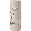 Baroni Home Portaombrelli Cilindrico in Metallo con Intagli a Forma di Pioggia e Ombrelli 19X19X49 cm con Gancino e Vaschetta Scolapioggia Rimovibile, Grigio Tortora