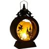 Jorzer Lanterna per candele di Halloween, 9,5 x 17 cm, LED vintage, rotonda, da appendere, lanterne decorative per esterni, con vetro trasparente, batteria inclusa, streghe