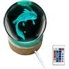cimsfcor Axolotl Lampada notturna a sfera di cristallo, 3D Axolotl, lampada notturna a sfera in vetro con base in legno, 6 cm, lampada a sfera di cristallo Axolotl, 16 colori, con telecomando, per camera da