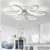 QINGYING Fiore Ventilatore Da Soffitto Con Luce E Telecomando, Lampadario Ventilatore Silenzioso LED Dimmerabile , Plafoniera Con Ventilatore 6 Velocità DC Compatibile con Alexa Per Camera Da Letto, Bianco