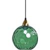 XIRYTU-H 15cm Lampada a Sospensione Sferica in Vetro Industriale D'epoca, Lampadario da Soffitto E27, Finitura Oro e Paralume in Vetro Ondulato, Plafoniera Per Sala da Pranzo (Verde, 15cm)