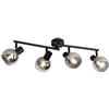 Qazqa vidro - Lampada da soffitto Art déco - 4 luce - L 77 cm - Nero - Art déco - Soggiorno I Camera da letto I Sala da Pranzo I Cucina