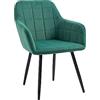 IlGruppone Poltroncina Classica con Braccioli per Camera da Letto in Velluto Moderna,Sedia Imbottita con Gambe in Metallo Poltrona per Cucina,Sala da Pranzo MOD Odette - VerdeScuro