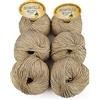 woolove Tricot Cafè Set 6 Scintilla - Filato in Puro Cotone Supermercerizzatoe Antipilling - per Maglieria e Uncinetto - Ferri/Uncinetto 3.50/4.50 mm - 6 Gomitoli da 50g (113m) - Noce 4, 6 Pezzi