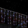 BAYNOS Tenda di Natale stringa luci 4 x 0.6 m con 168 LED in 28 pendenti, decorazione cascata luminosa natalizia 8 modalità, interno/esterno impermeabile IP44 giardino balcone terrazza (Blu)