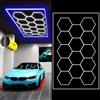 Sedtonmu Illuminazione a LED esagonale, per garage, 14 pezzi, 6500 K, esagonale, RGB, ideale per garage, officina, gioco, palestra, parrucchiere, illuminazione per ufficio, 1