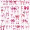 WANDIC 3 fogli di adesivi trasferibili con fiocco rosa, adesivi decorativi per mobili, per fai da te, scrapbooking, tazze, scatole regalo, 15 x 30 cm