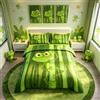 Loussiesd Set di biancheria da letto con copripiumino con stampa di rana in bambù, motivo cartone animato, per bambini e ragazzi, motivo animale carino, copripiumino a tema natura, set da 3 pezzi, per letto