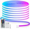 HEGEHE Striscia neon LED flessibili RGB impermeabili Dimmerabile 5V [0.5m]-Con telecomando a 44 tasti-Alimentazione a batteria,decorazioni per Natale feste compleanni matrimoni[Batterie non incluse]