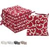VIRSUS Set 6 Cuscini per Sedie a 4 Punti con Lacci 022, Misura 40x40 cm, Coprisedia da cucina, Imbottitura Poliestere e Rivestimento Cotone e Poliestere, Made in Italy (Bordeaux Fantasia)