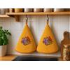 Corredocasa Set 2 Strofinacci Cucina Spugna 70cm, 100% Made in Italy - Canovacci da Cucina di Alta qualità e Massima Asciugatura con Comodo Appendino - Set di Stracci Rotondi (Giallo Fiori)