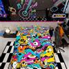 Homemissing Set di biancheria da letto in stile graffiti per bambini e ragazzi, con copripiumino hip hop, 3 pezzi, 220 x 230 cm e 2 federe, microfibra morbida con design di graffiti murali colorati e cerniera