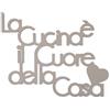 Declea Home Decor, Scritta frase in legno da appendere La cucina è il cuore della casa, Decorazione Murale da appendere alla parete ideale per la per cucina, Taupe, 60X45 cm
