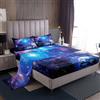 Loussiesd - Set di biancheria da letto con lenzuolo con angoli profondi, per letto singolo, motivo costellazione/pianeti/via lattea, blu e viola, per ragazzi e bambini, decorazione per camera da letto