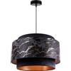 Light Home LH Light-Home Imperia Lampadario a Sospensione - Lampadario per Soggiorno Camera da Letto e Cucina - Lampade a Sospensione in Metallo con Paralume Tela - E27-1 Luce - Nero e Oro