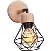 TOKIUS 2 Pezzi Lampada da Parete Industriale, Applique da parete E27 In Legno