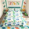 Loussiesd Set di biancheria da letto con dinosauro per bambini con scritta in lingua inglese Dino e dinosauro, con Trapunta trapuntato, Bedding Piumino 200x200cm