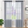 GAIFNAG Tende per Interni Tende 60 x 260 cm Termiche Isolanti, Voile Trasparenti con Occhiell Tende Tenda Antimosche a Fili con Pallini Morbidi per Finestra Soggiorno Camera, Grigio Chiaro