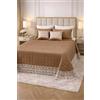 Generico Trapuntino Copriletto Matrimoniale Trapuntato con Balza in Pizzo Ricamato, Copriletto Elegante Tinta Unita con Cuscini Coordinati, Coperta Letto Decorativa Stile Classico (Tortora)