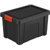 PALUPLUS Contenitore Multiuso Nero da 55 Litri, misura 56x44x30,5 cm, Scatola con Coperchio e Chiusura a Scatto Rossa Soft Touch, Box Impilabile per Garage, Fai da Te, Made in Italy -1648C -3,37