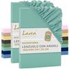 Lavea® Set 2 Lenzuola con Angoli Una Piazza e Mezza 120x200 cm - Microfibra Morbida e Traspirante - Per Materassi fino a 35 cm - Con Elastico Tutto Intorno - Certificato OEKO-TEX - Verde Eucalipto