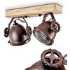 hofstein Lampada da soffitto Herford, lampada da soffitto regolabile in metallo/legno/vetro in marrone/rame/natura, 2 luci, 2 x attacco GU10, spot orientabile e inclinabile in design retrò, senza lampadina/e