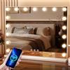 Aovquof Hollywood Specchio Trucco con Luci, 70x55cm Specchio LED con 17 Lampadine Dimmerabili, 3 Modalità, USB e Ingrandimento 10x, Controllo Tattile, Tavolo o Supporto da Parete per Camera da Letto