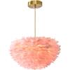 GUANSHAN Lampadario a sospensione in piuma rosa Lampadario a soffitto in oca intrecciata a mano naturale Lampada da soffitto per bar, sala da pranzo, sala studio, soggiorno, 40 cm