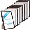 PHOTOLINI Cornici A4 21x30 cm legno MDF rovere scuro, set di 10 cornici per poster, plexiglass infrangibile, da tavolo o da parete, accessori extra inclusi - per foto, immagini e poster