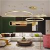 FUMIMID Lampadario Sospensione LED Lampada Soggiorno Lampadario Dimmerabile Con Telecomando Lampade Sospensione Moderne Tavolo Pranzo Soffitto Luminoso Acrilico Rotondo in Alluminio,D'oro,4laps40+60+80+100cm