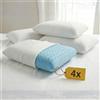 cuscini fiber - 4 Cuscini Memory Foam Forato Traspirante e Fresco Alto 13cm, Cuscini Letto Matrimoniale con Fodera Silver Sicura per la Pelle, Guanciale Letto Antiacaro Anallergico Made in Italy