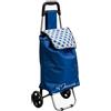 Omniacasa Carrello Spesa Pieghevole Leggero Con 2 Ruote Grandi | 20 kg Di Carico e 35lt Di Capacità | Colore Blu | Per La Spesa Quotidiana | Maniglie Antiscivolo E Tasca Per Oggetti